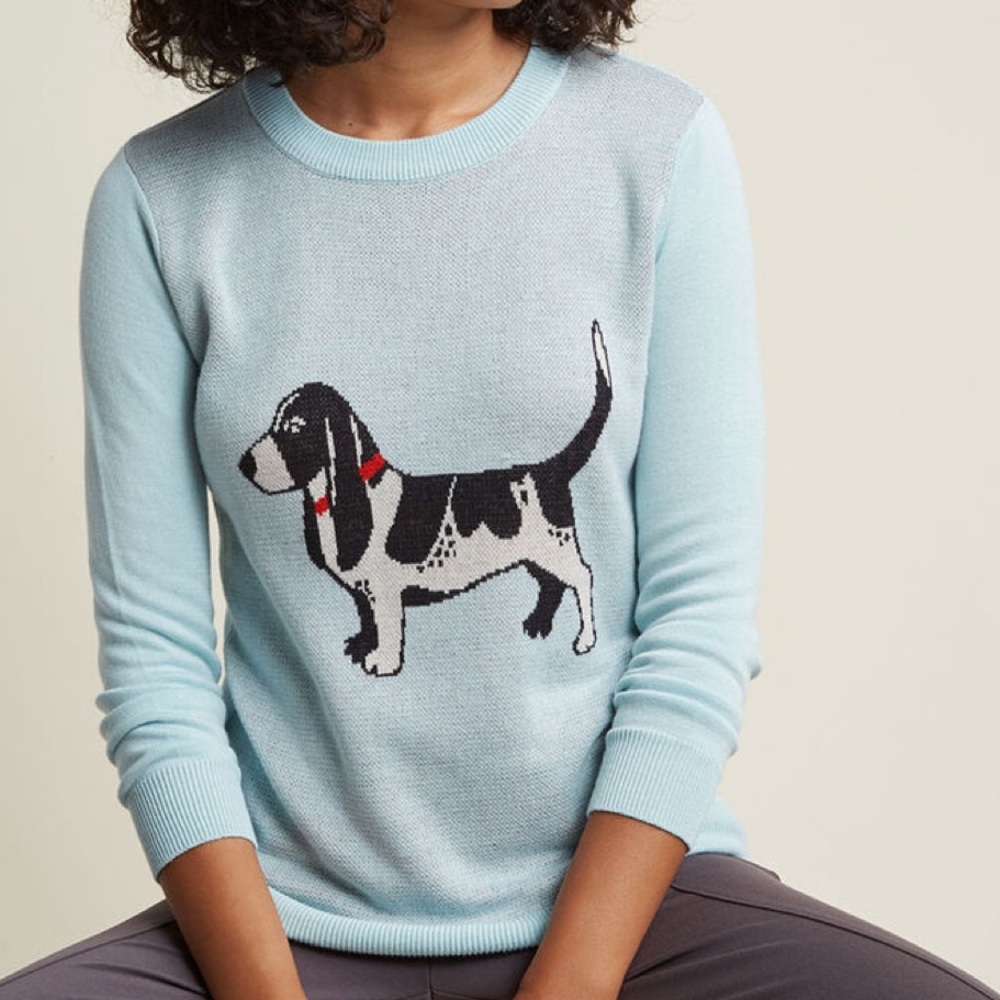 ModCloth Intarsia Hound Dog Beagle Crew Sweater